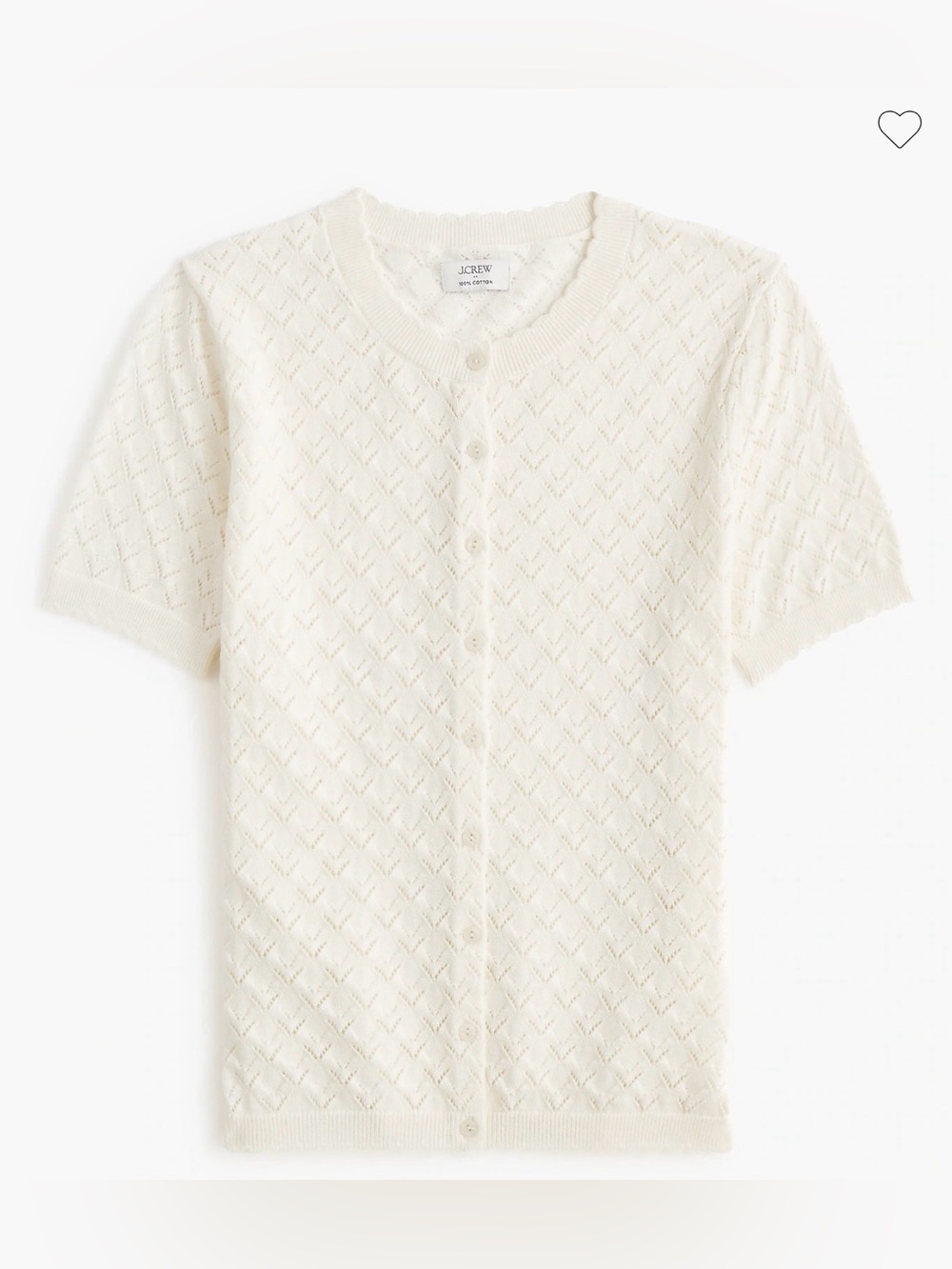 NWT J. Crew - Short-sleeve 100% cotton pointelle cardigan sweater - Size M